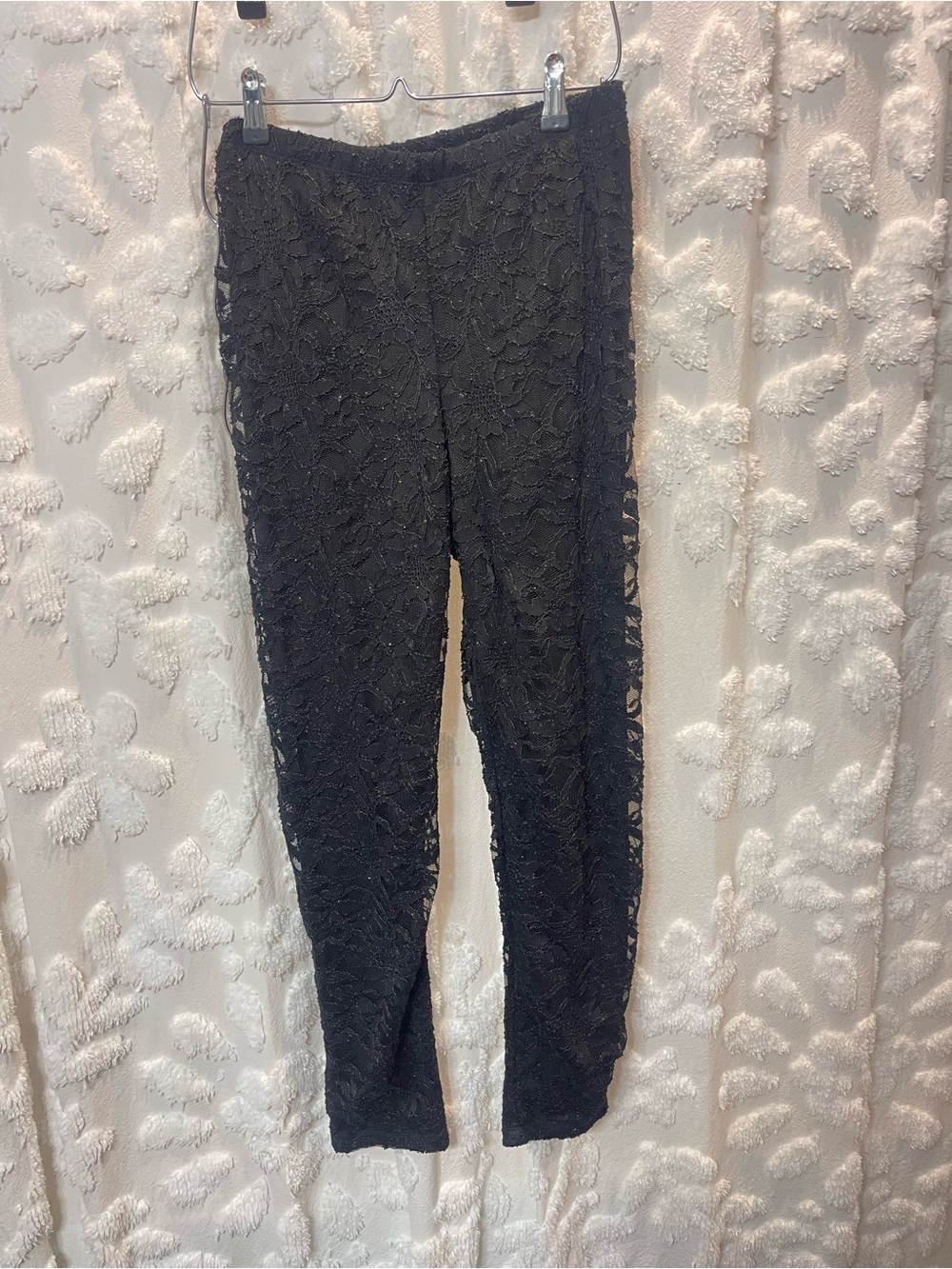 Y2K VENUS Black sparkle lace leggings pants with stretchy waistband